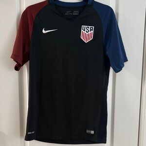 Nike USA Black Soccer Jersey with Red and Blue Sleeves